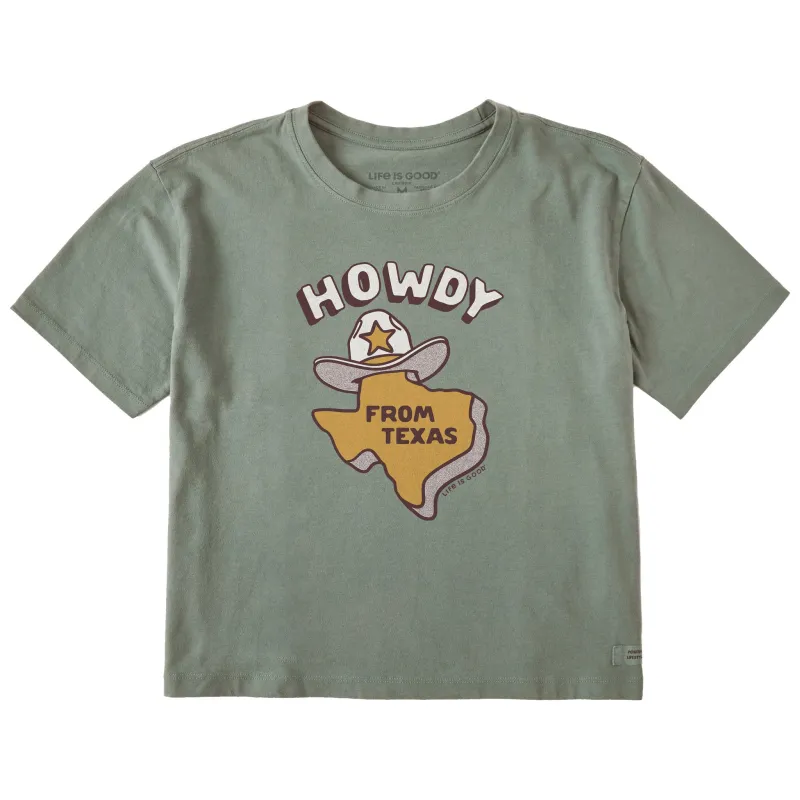 Women's Howdy From Texas Map Short Sleeve Crusher Boxy Tee sold by Life is Good