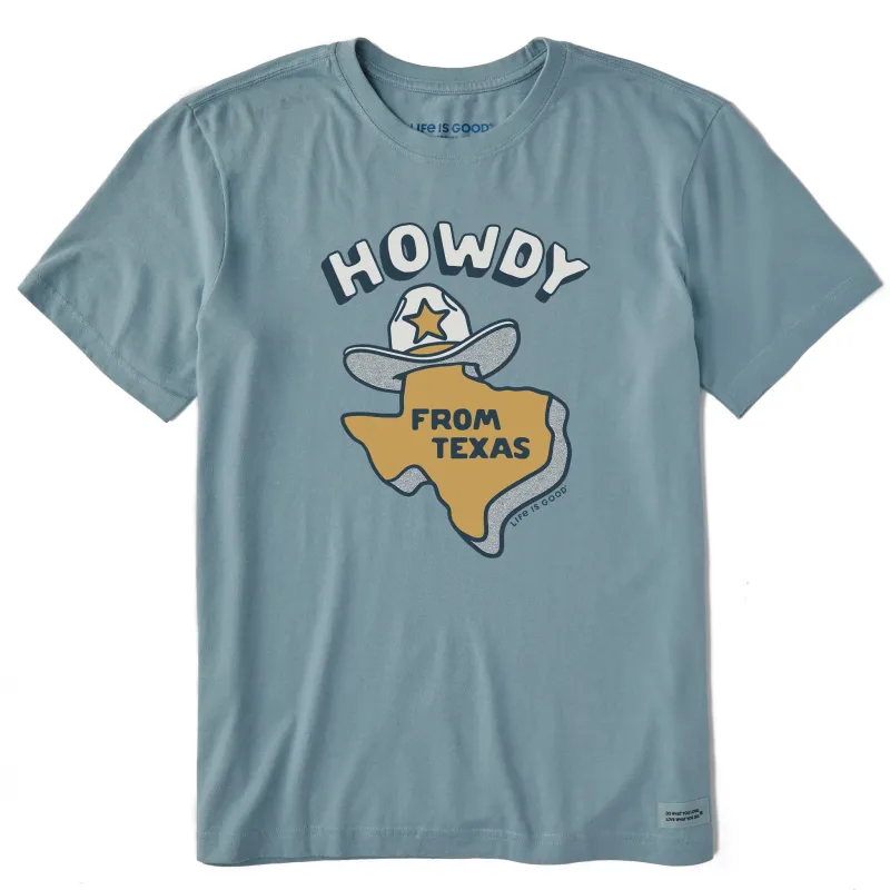 Men's Howdy From Texas Map Short Sleeve Crusher Tee sold by Life is Good