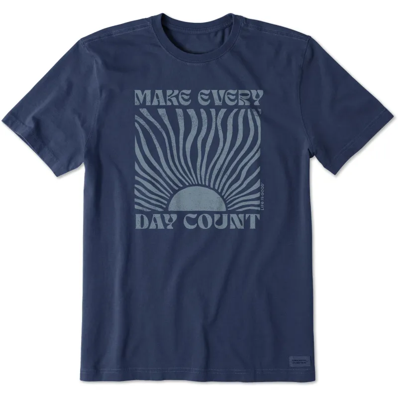 Men's Make Every Day Count Sunrise Short Sleeve Crusher Tee sold by Life is Good