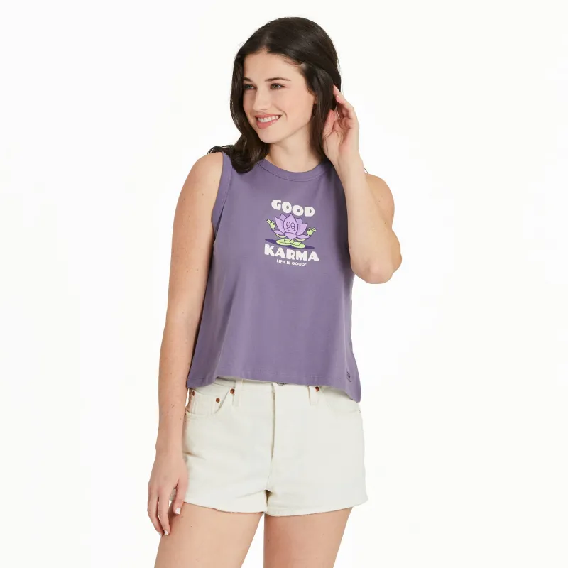 Women's Good Karma Lotus Crusher Boxy Tank sold by Life is Good
