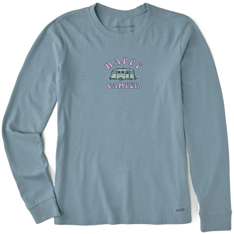 Women's Happy Camper Long Sleeve Crusher Tee sold by Life is Good