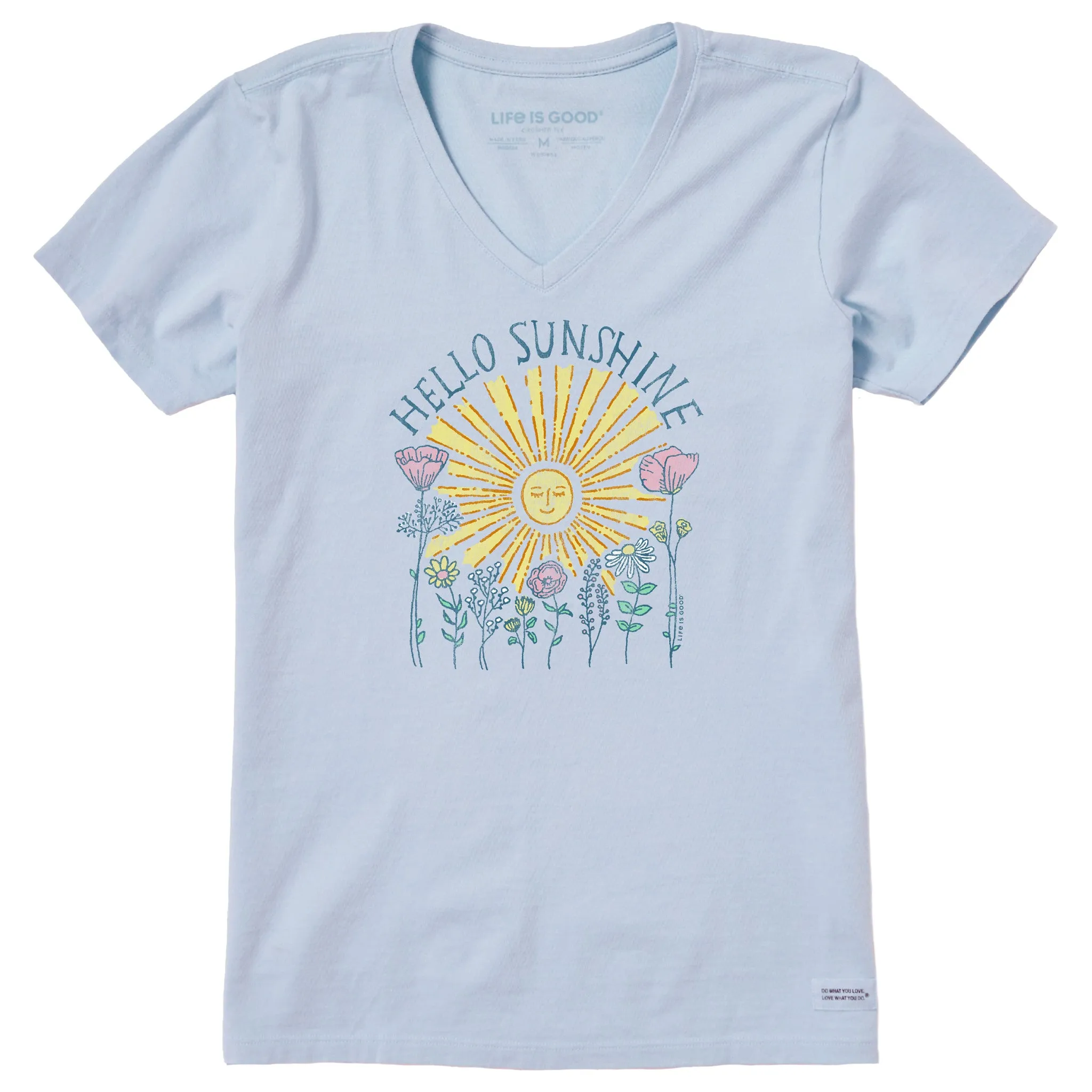 Women's Hello Sunshine Sun & Flowrs Short Sleeve Crusher Vee sold by Life is Good product image thumbnail 3