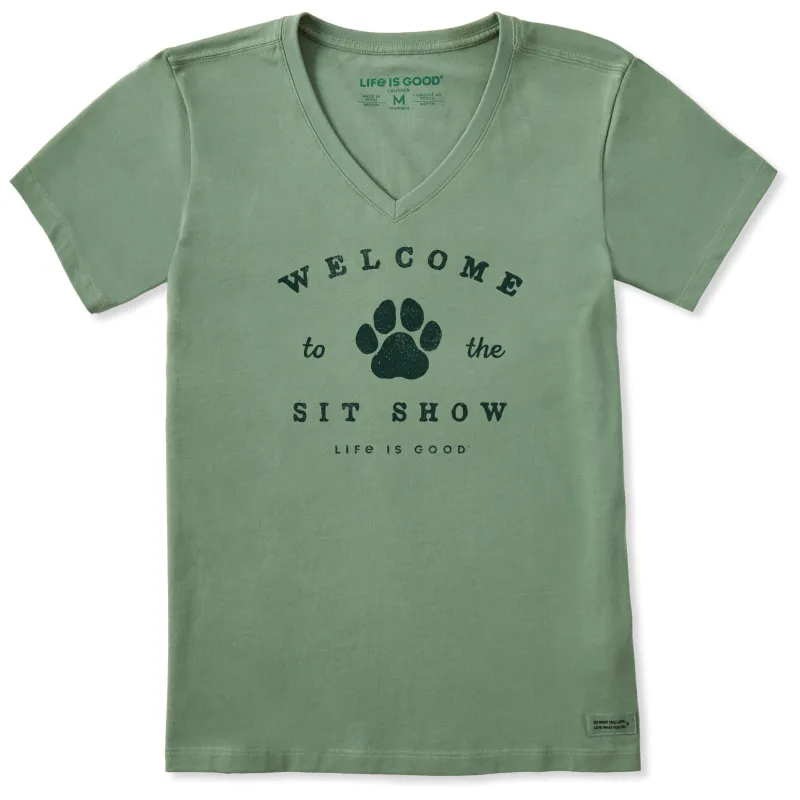 Women's Welcome to the Sit Show Short Sleeve Crusher Vee sold by Life is Good