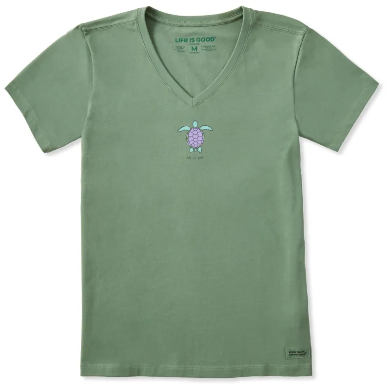 Women's Watercolor Turtle Short Sleeve Crusher Vee sold by Life is Good