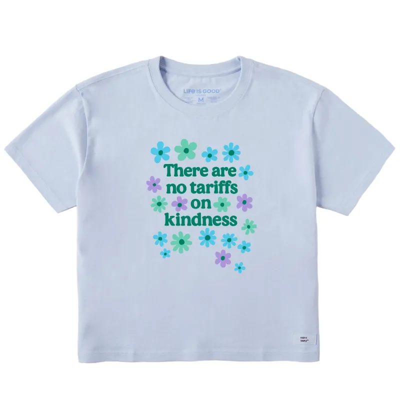 Women's No Tariffs on Kindness Flowers Short Sleeve Crusher Boxy Tee sold by Life is Good