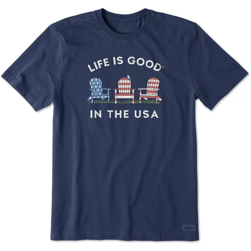 Men's Life is Good in the USA Adirondacks Short Sleeve Tee sold by Life is Good