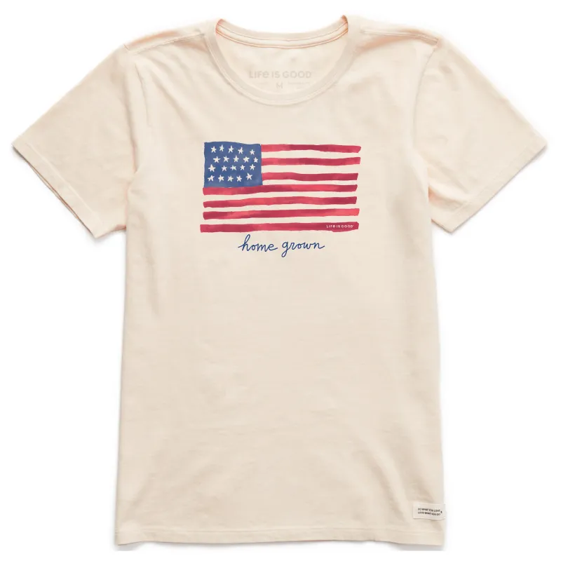 Women's Home Grown Flag Short Sleeve Crusher Tee sold by Life is Good