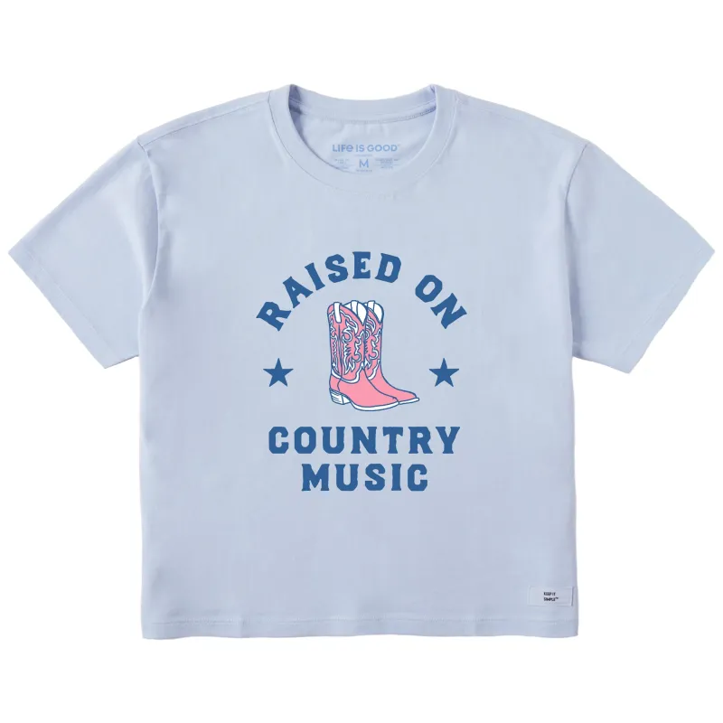 Women's Raised on Country Music Short Sleeve Crusher Boxy Tee sold by Life is Good