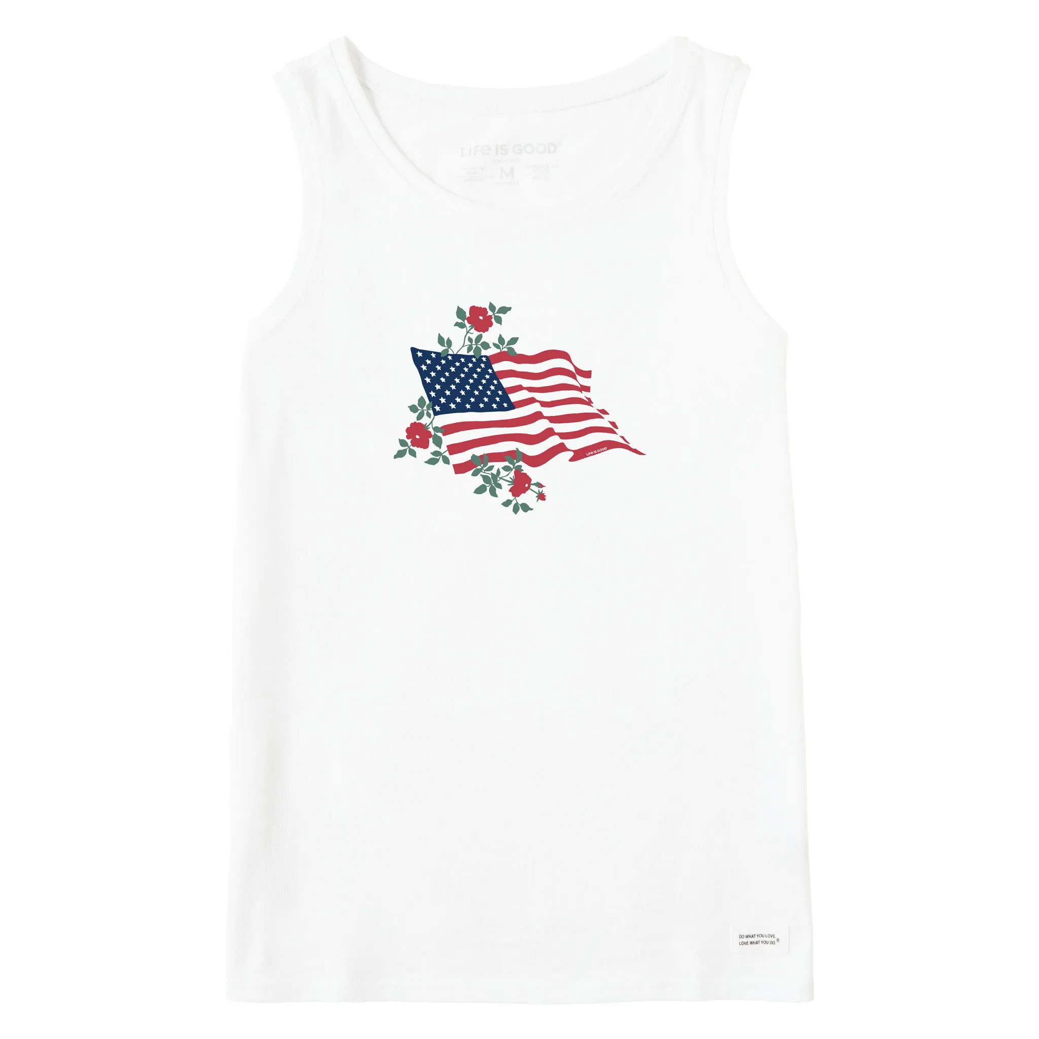 Women's Red Rose American Flag Crusher Tank sold by Life is Good