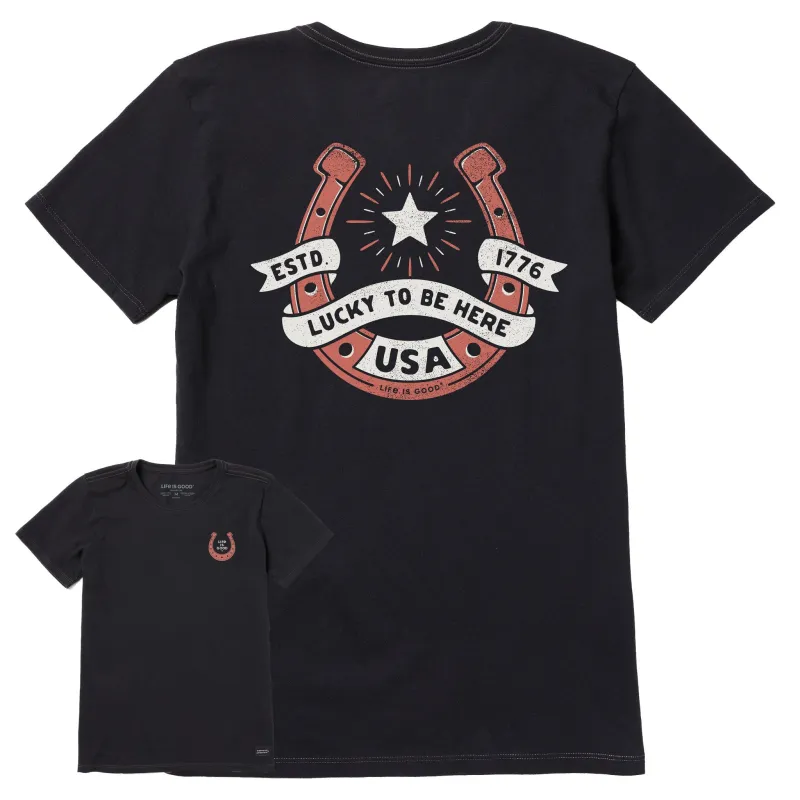 Women's Lucky to be Here in the USA Short Sleeve Tee made by Life is Good