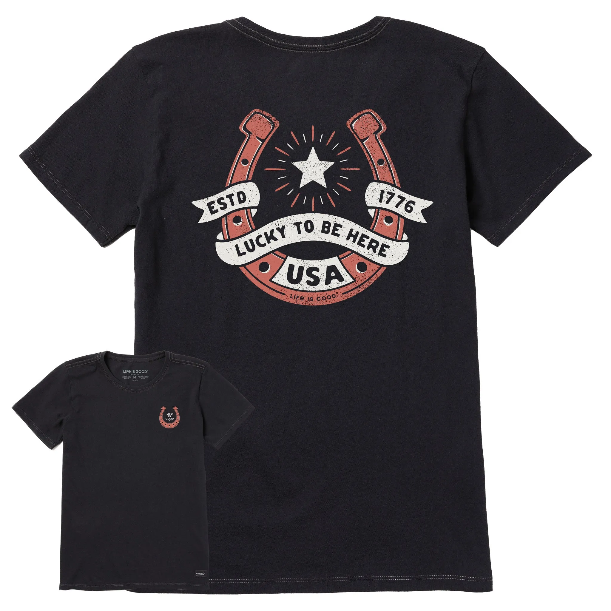 Women's Lucky to be Here in the USA Short Sleeve Tee sold by Life is Good product image thumbnail 4