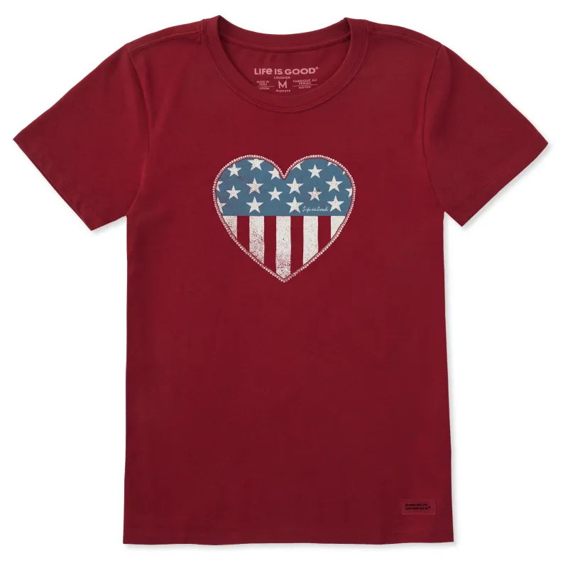 Women's Star Spangled Heart Short Sleeve Crusher Tee sold by Life is Good