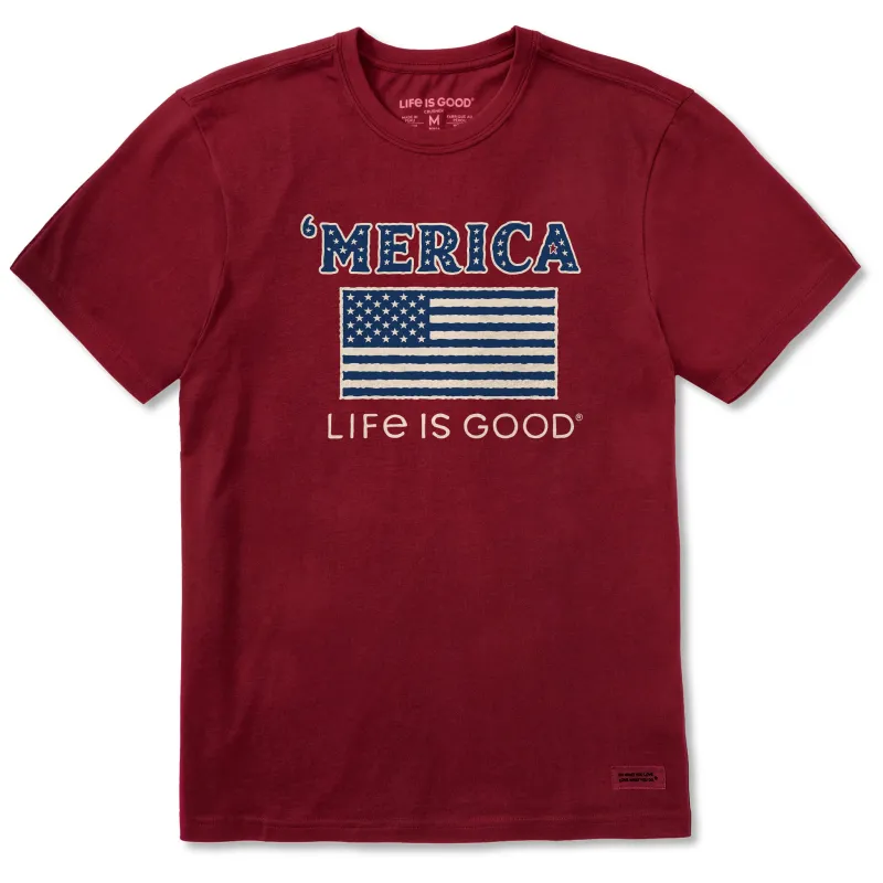 Men's Merica Flag Short Sleeve Crusher Tee sold by Life is Good