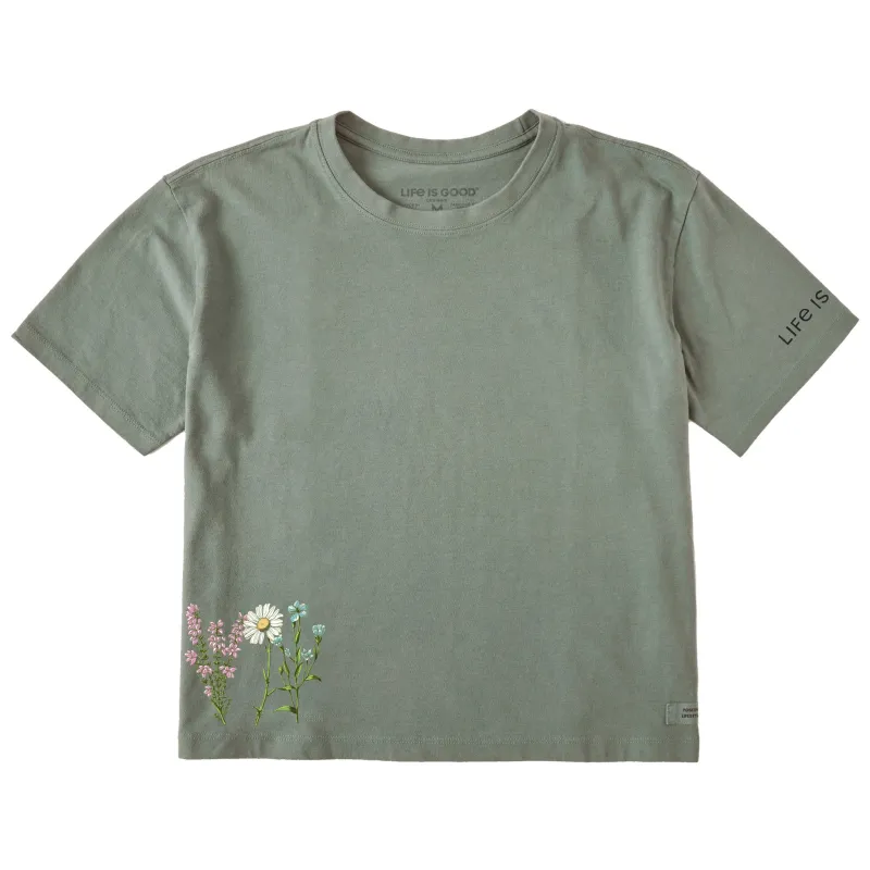 Women's Detailed Wildflower Garden Short Sleeve Crusher Boxy Tee sold by Life is Good