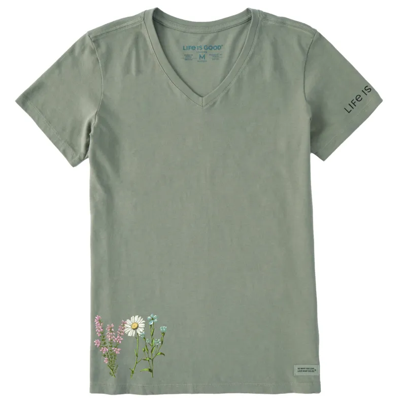 Women's Detailed Wildflower Garden Short Sleeve Crusher Vee sold by Life is Good