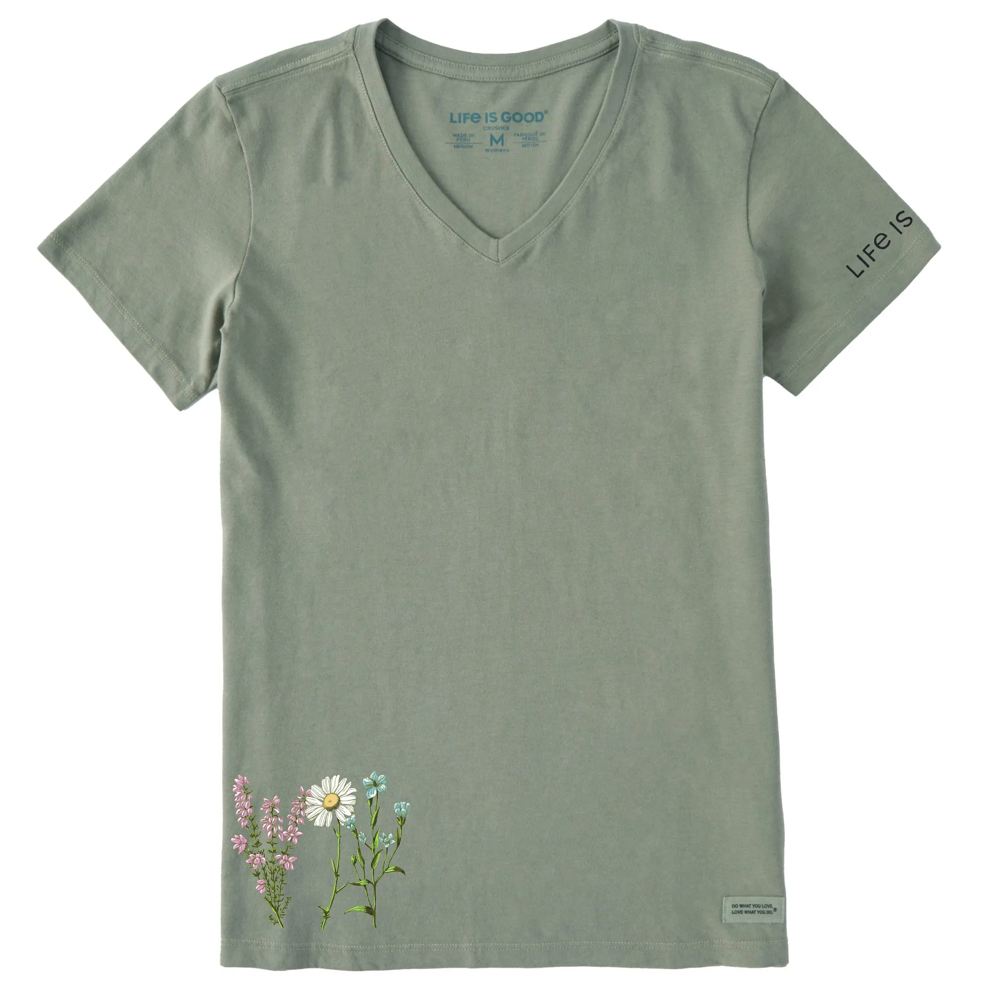 Women's Detailed Wildflower Garden Short Sleeve Crusher Vee sold by Life is Good
