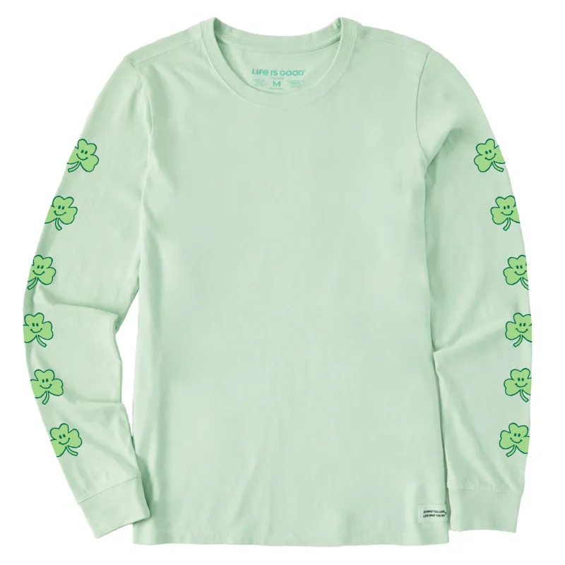 Women's Smile Clovers Long Sleeve Crusher Tee sold by Life is Good