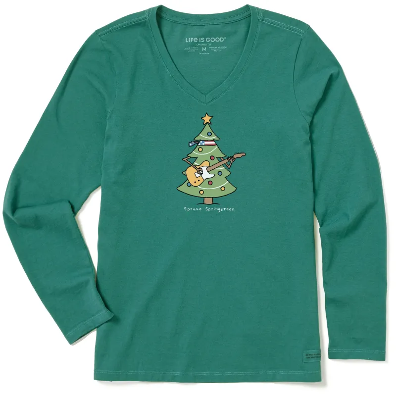 Women's Spruce Springsteen Long Sleeve Crusher Vee made by Life is Good