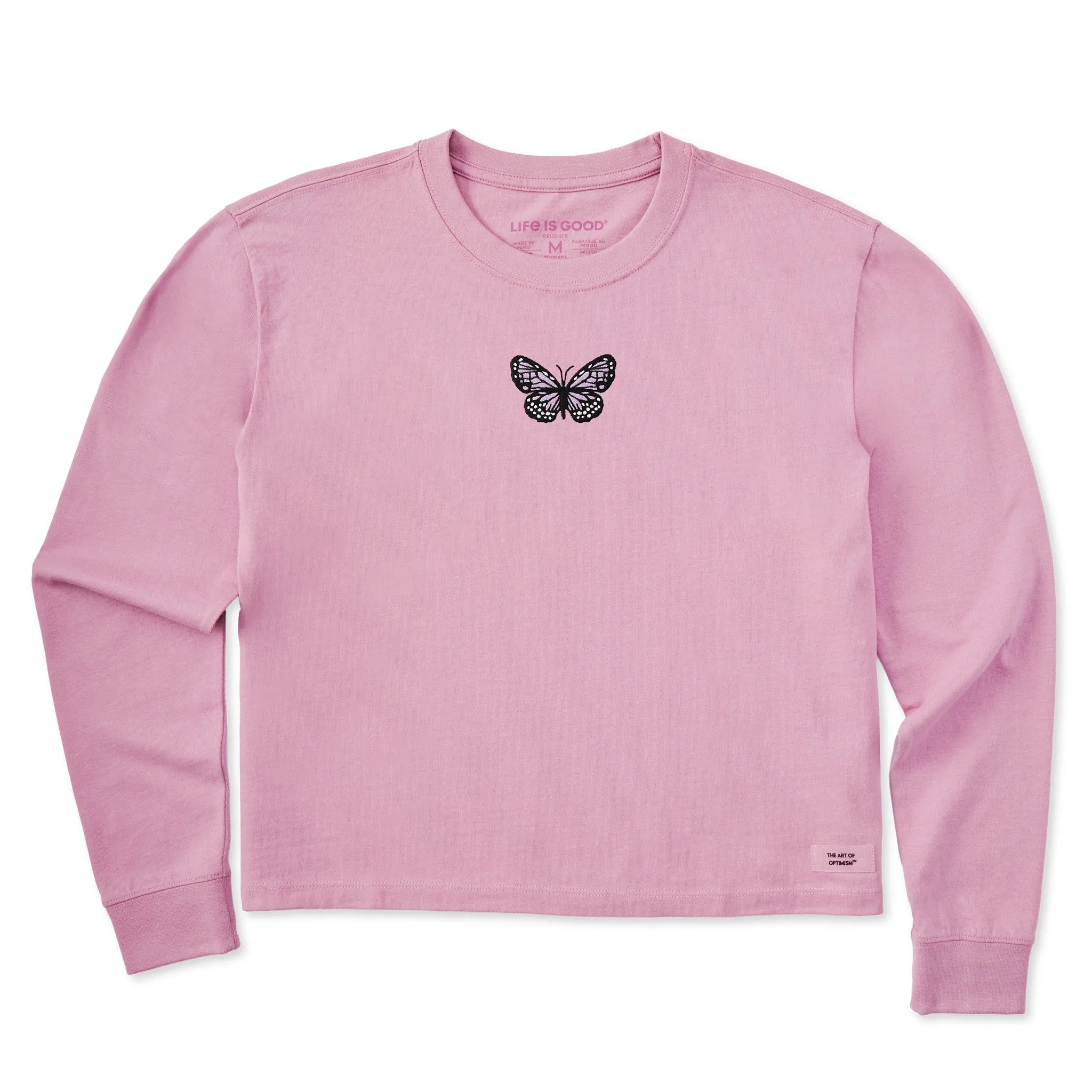 Women's Embroidered Butterfly Long Sleeve Crusher Boxy Tee sold by Life is Good