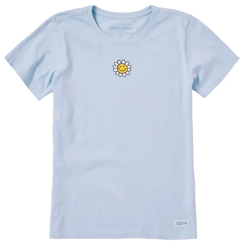 Women's Embroidered Smile Daisy Short Sleeve Crusher Tee sold by Life is Good