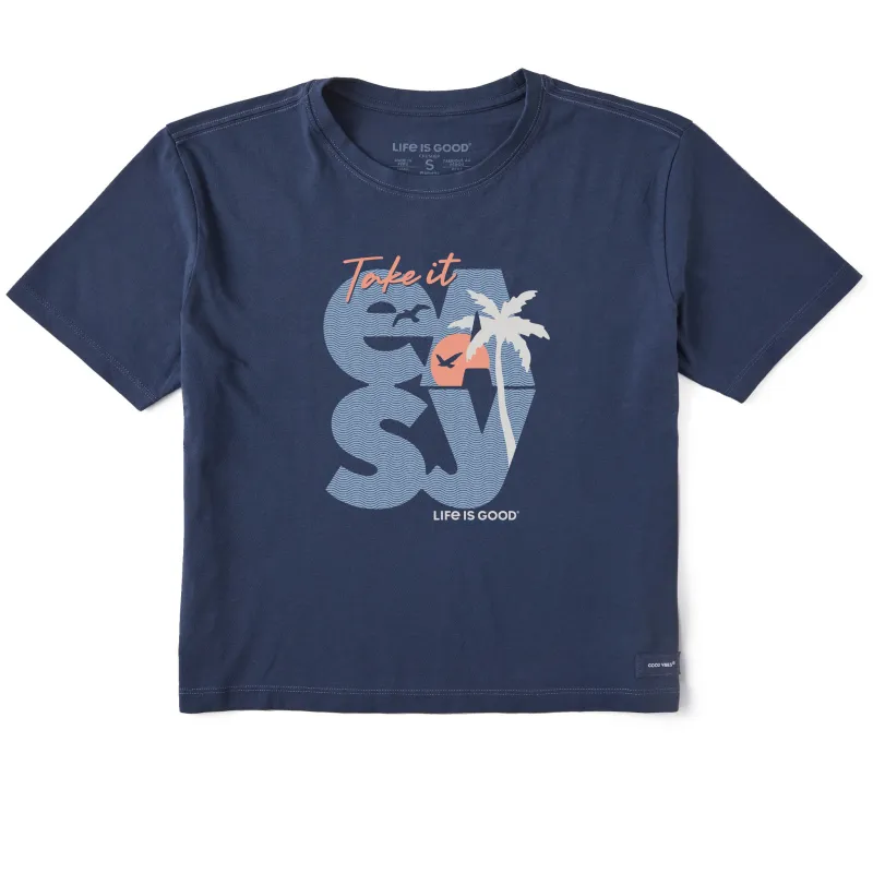 Women's Take it Easy Sunset Short Sleeve Crusher Boxy Tee sold by Life is Good