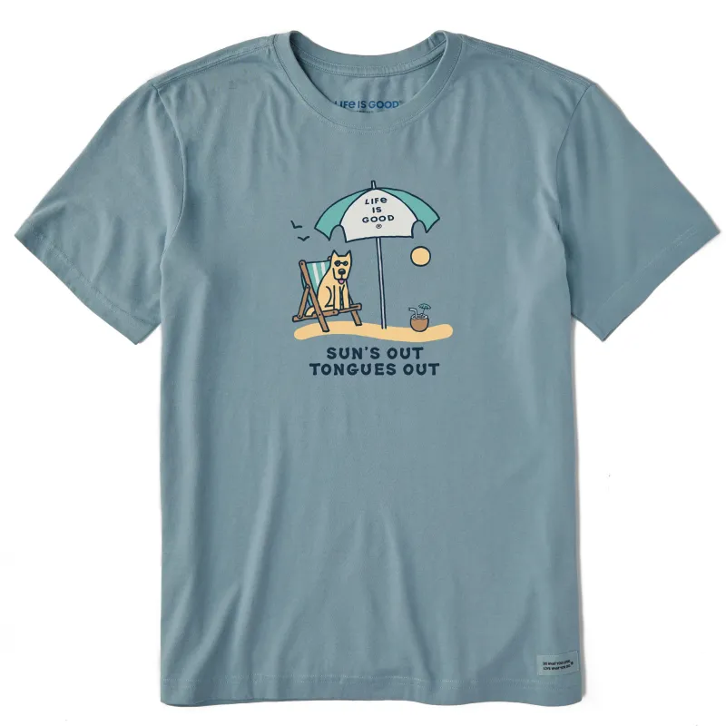 Men's Sun's Out Tongues Out Short Sleeve Crusher Tee sold by Life is Good