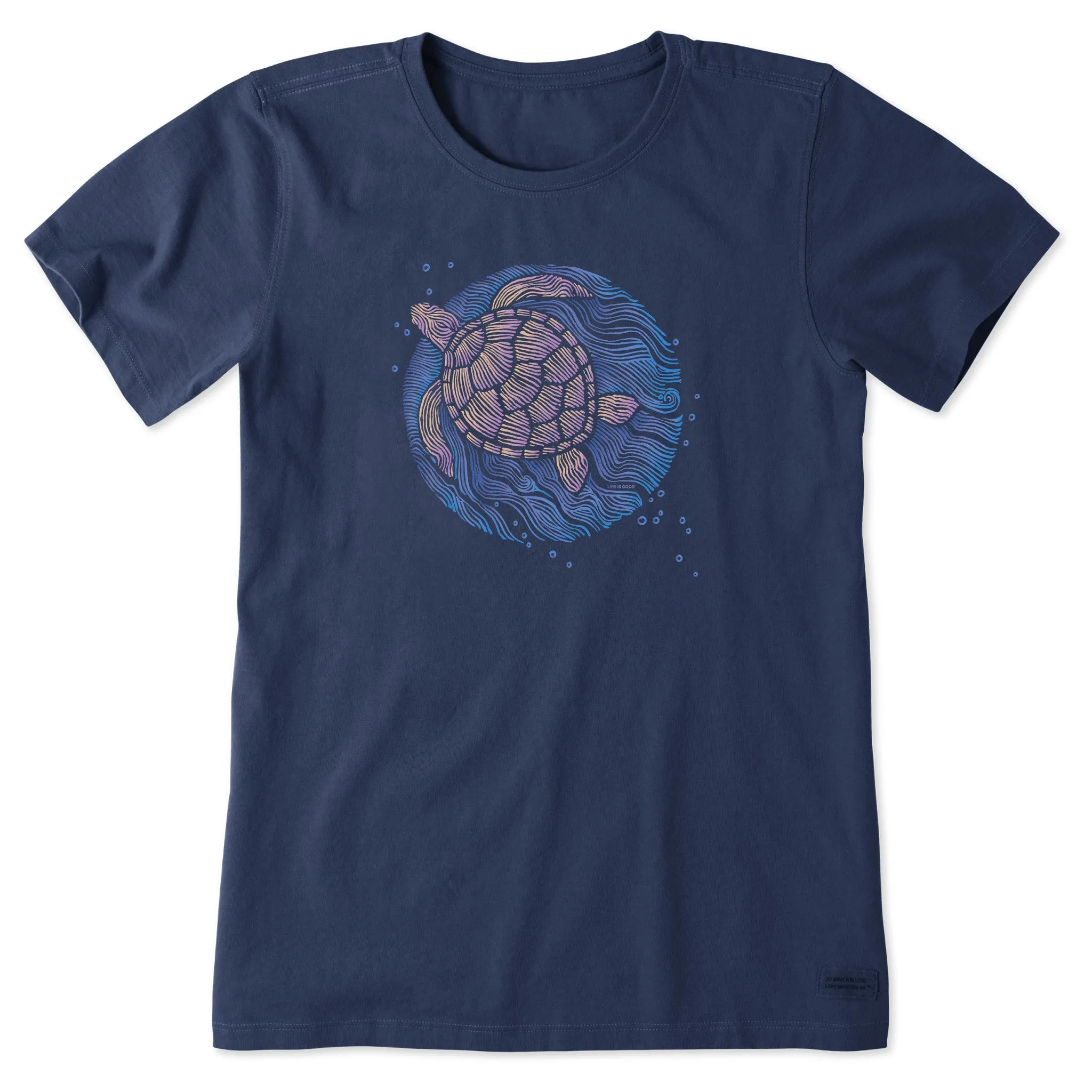 Women's Sea Turtle Swim Short Sleeve Crusher Tee sold by Life is Good