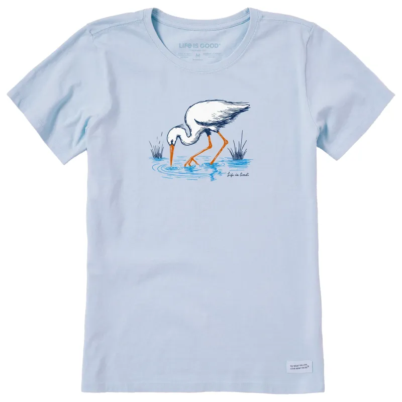 Women's Egret in the Water Short Sleeve Crusher Tee sold by Life is Good