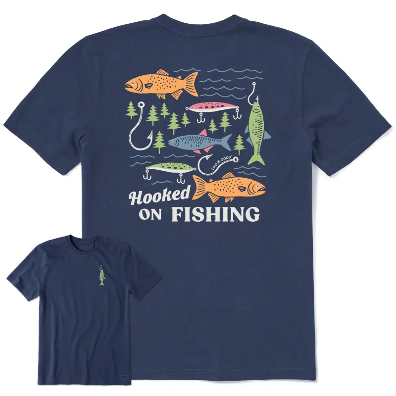 Men's Hooked on Fishing Short Sleeve Crusher-LITE Slim Fit Tee sold by Life is Good