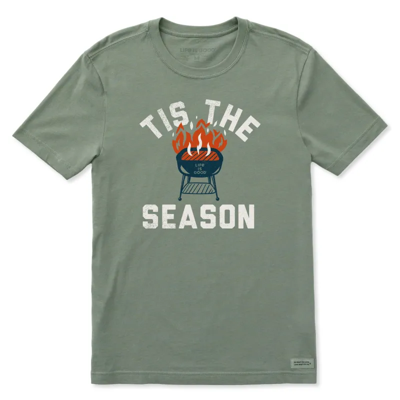 Men's Tis the Grilling Season Short Sleeve Crusher-LITE Slim Fit Tee sold by Life is Good