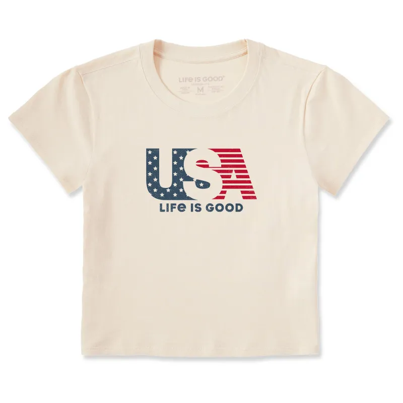 Women's USA Overlap Crusher-LITE Shrunken Tee sold by Life is Good