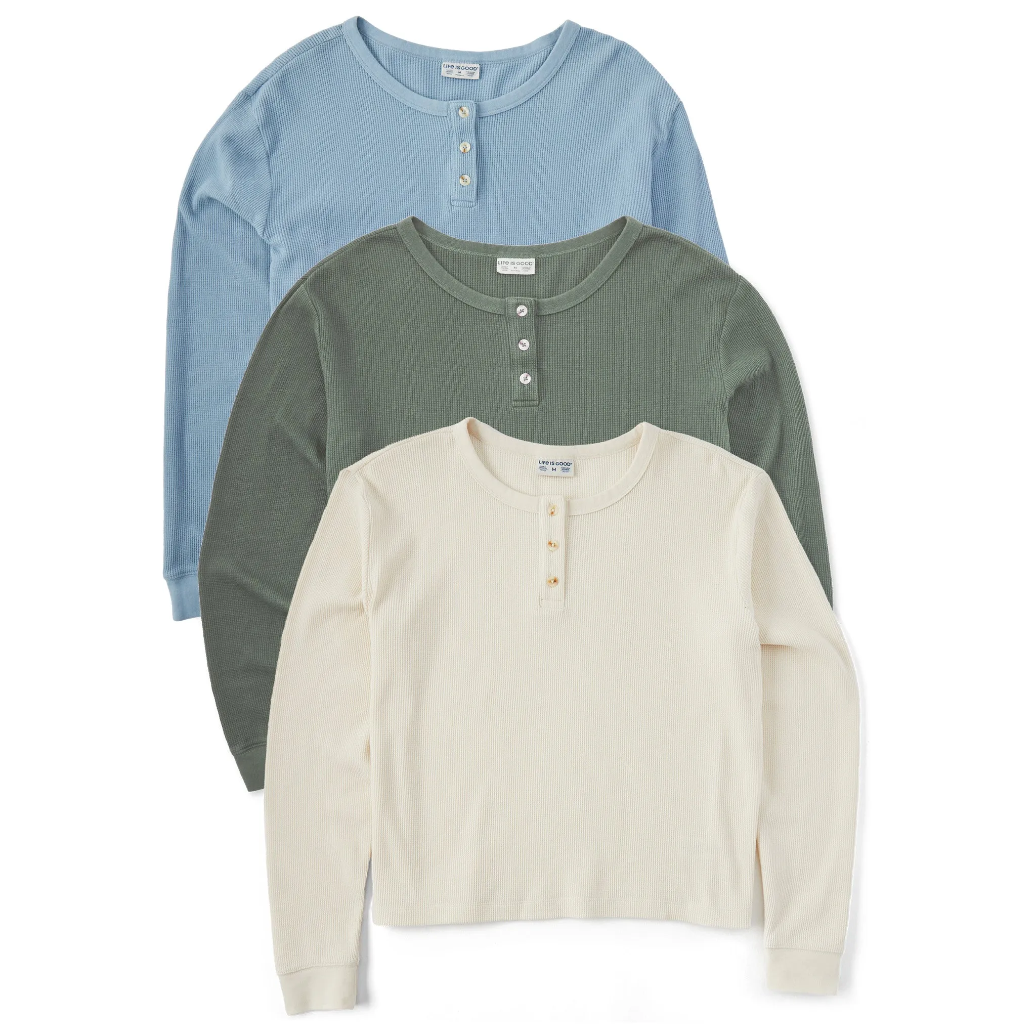 Women's Solid 3-Pack Long Sleeve Thermal Henley Multi 2 sold by Life is Good