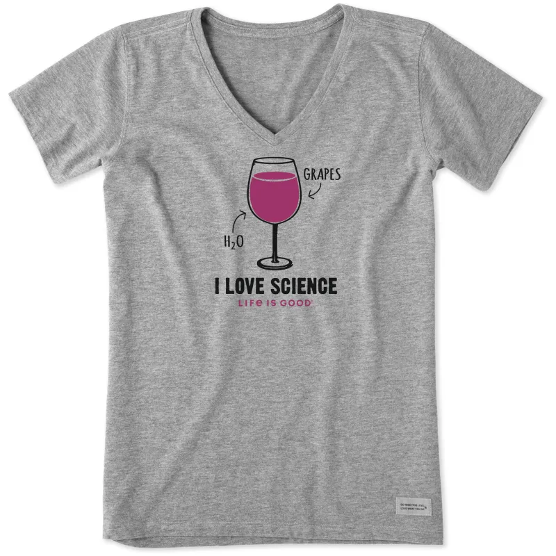 Women's Wine Science Short Sleeve Crusher Vee sold by Life is Good