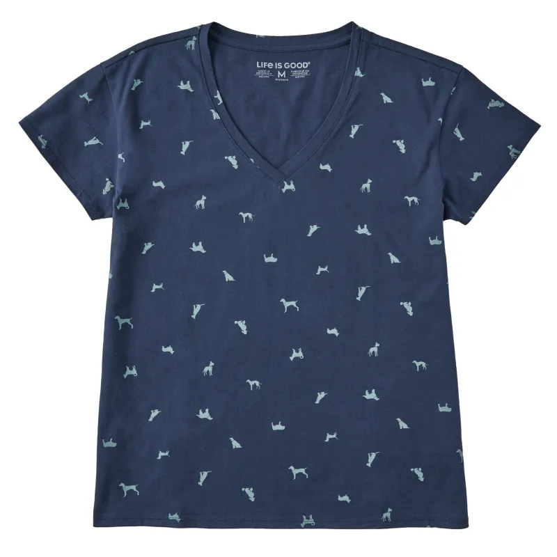 Women's Dog Ditsy Pattern Allover Print Short Sleeve Vee sold by Life is Good