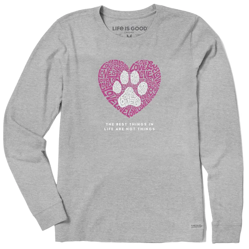 Women's Best Things Paw Heart Long Sleeve Crusher Tee made by Life is Good