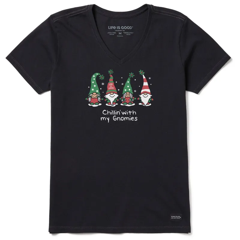 Women's Chillin' with my Gnomies Fam Short Sleeve Crusher-LITE Vee sold by Life is Good