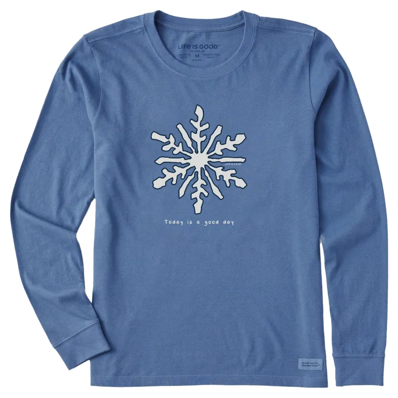 Women's Quirky Snowflake Long Sleeve Crusher Tee sold by Life is Good