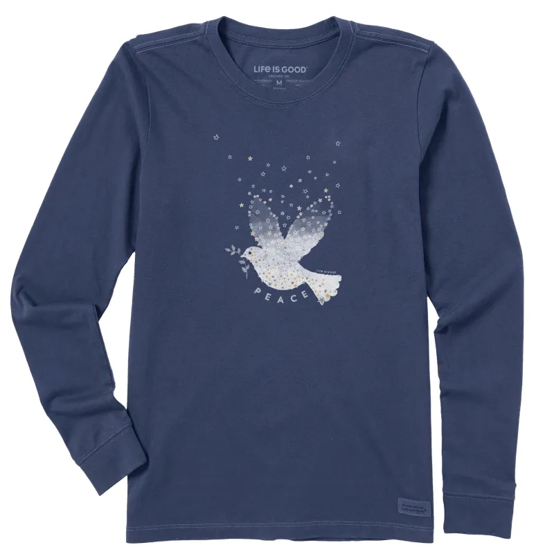 Women's Peace Dove of Stars Long Sleeve Crusher Tee sold by Life is Good
