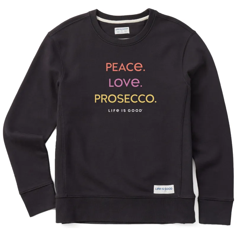 Women's Peace Love Prosecco Simply True Crew sold by Life is Good