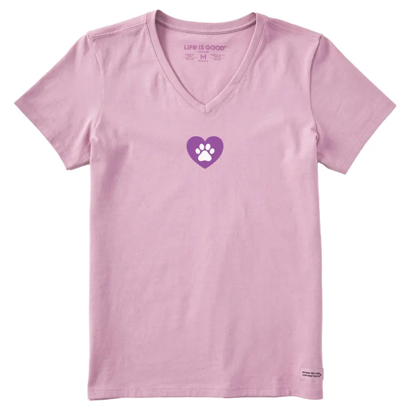 Women's Paw Heart Short Sleeve Crusher Vee sold by Life is Good