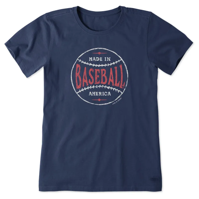 Women's Made in America Baseball Short Sleeve Crusher Tee sold by Life is Good