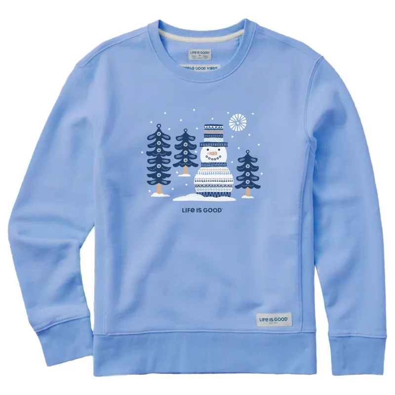 Women's Snowman and Trees Simply True Crew sold by Life is Good