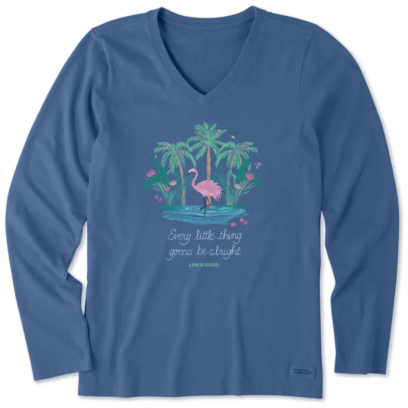 Women's Every Little Thing Flamingo Long Sleeve Crusher Vee made by Life is Good