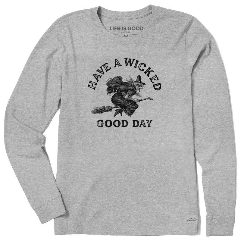 Women's Antique Wicked Good Day Witch Long Sleeve Crusher Tee sold by Life is Good