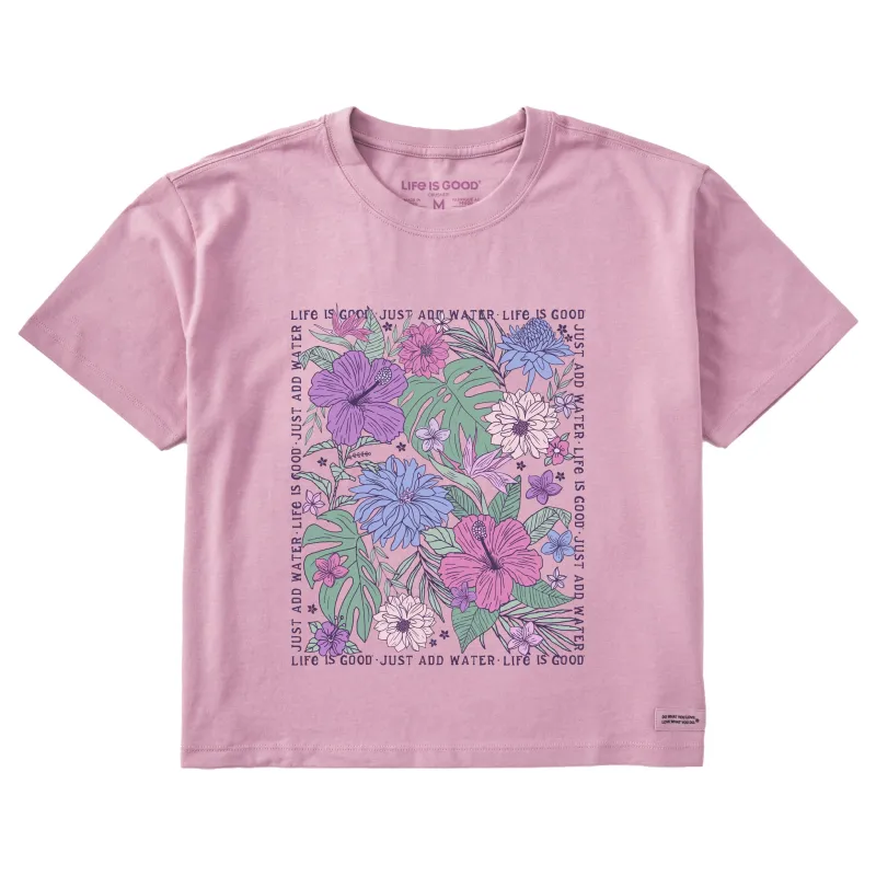Women's Just Add Water Beachy Flowers Short Sleeve Crusher Boxy Tee sold by Life is Good