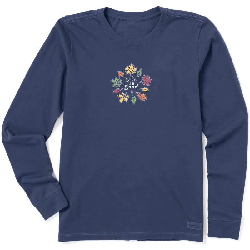 Women's Fall Leaves Long Sleeve Crusher Tee sold by Life is Good