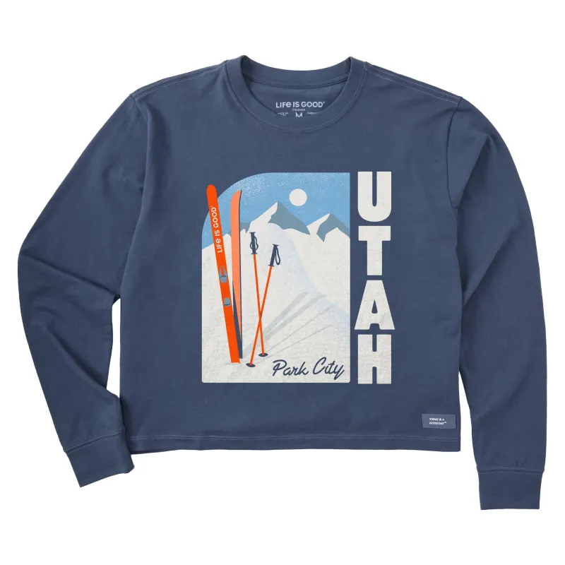 Women's Park City Utah Skis Long Sleeve Crusher Boxy Tee sold by Life is Good