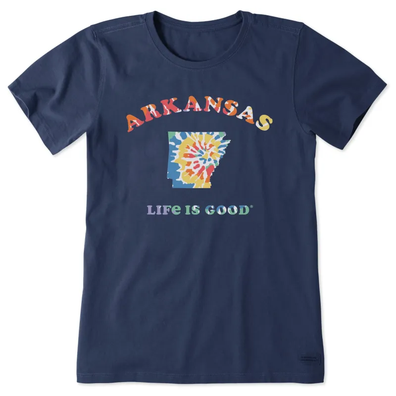 Women's Tie Dye Arkansas Short Sleeve Crusher Tee sold by Life is Good