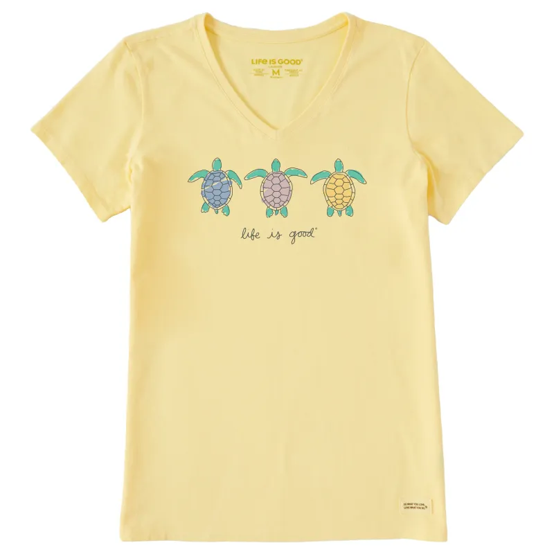 Women's Three Turtles Short Sleeve Crusher-LITE Vee sold by Life is Good