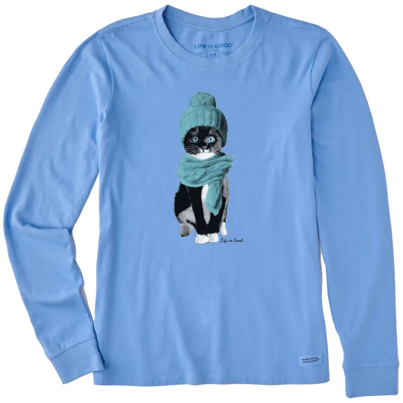 Women's Photoreal Black Kitten Long Sleeve Crusher Tee made by Life is Good